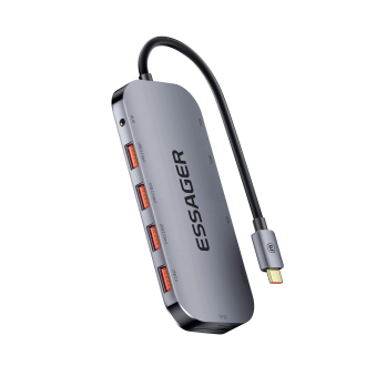 USB-hub ESSAGER Maple Harp 11 in 1 USB HUB Grey