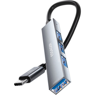 USB-hub ESSAGER Fengyang  4 in 1 Splitter (Type-C port) Silver Essager EHBC04-FY10-P