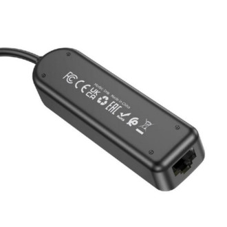 Адаптер Borofone DH6 Erudite 4-in-1 100 Mbps Ethernet Adapter(USB to USB2.0*3+RJ45)(L=1.2M) Black