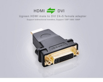 Адаптер UGREEN HDMI Male to DVI (24+5) Female Adapter (Black)(UGR-20123)