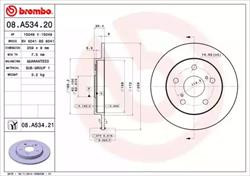 Диск гальмівний Brembo 08A53421