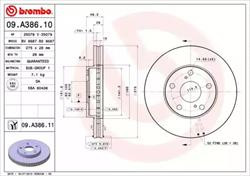 Диск гальмівний Brembo 09A38611