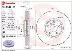 Диск гальмівний Brembo 09A54211