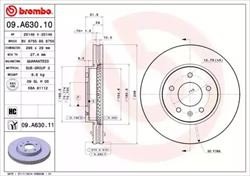 Диск гальмівний Brembo 09A63010