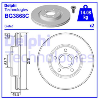 Диск гальмівний Delphi BG3868C