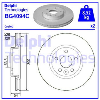 Диск гальмівний Delphi BG4094C