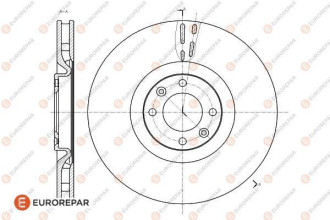 Диск гальмівний вентильований в упаковці 1 шт. Eurorepar 1618864780