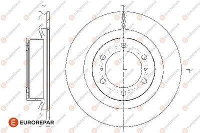 Диск гальмівний вентильований в упаковці 1 шт. Eurorepar 1667863580