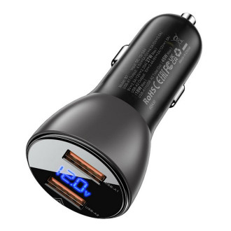 Автомобільний зарядний пристрій ACEFAST B7 metal  45W (USB-A + USB-A) with digital display