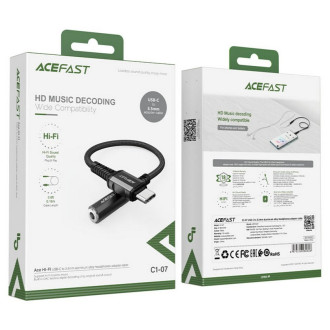 Кабель для заряджання телефонів/планшетів ACEFAST Кабель ACEFAST C1-07 USB-C to 3.5mm aluminum alloy headphones adapter cable Black AFC107B