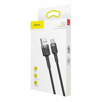 Кабель для заряджання телефонів/планшетів Baseus Кабель Baseus Cafule Cable USB For Type-C 3A 0.5m Gray+Black CATKLFAG1