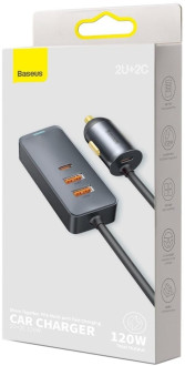 АЗП Baseus Share Together PPS multi-port Fast charging with extension cord 120W 2U+2C Gray
