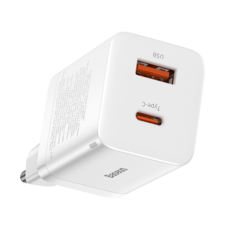 Мережевий зарядний пристрій Baseus Super Si Pro Quick Charger C+U 30W EU White