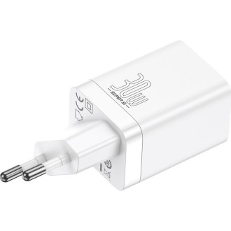 Мережевий зарядний пристрій Baseus Super Si Pro Quick Charger C+U 30W EU White