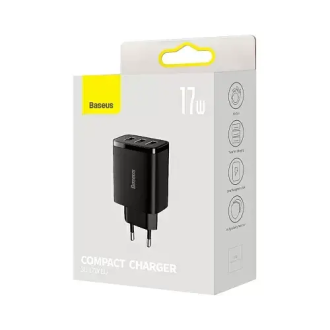 Мережевий зарядний пристрій Baseus Compact  Charger 3U 17W EU Black