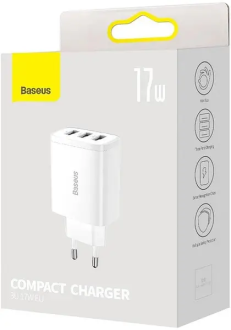 Мережевий зарядний пристрій Baseus Compact  Charger 3U 17W EU White
