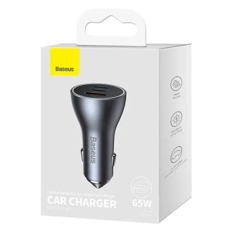 АЗП Baseus Golden Contactor Pro Triple Fast Charger Car Charger 65W U+C+C Dark Gray