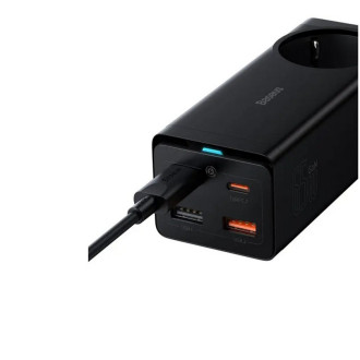 Мережевий зарядний пристрій Baseus GaN3 Pro Desktop Powerstrip AC+2U+2C 65W EU Black(Include：Baseus Xiaobai series fast charging Cable Type-C  to Type