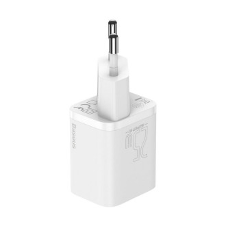 МЗП Baseus Super Si Quick Charger 1C 25W EU Sets White（With Mini White Cable Type-C to Type-C 3A 1m White）