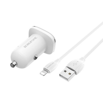 Автомобільний зарядний пристрій BOROFONE BZ12 double port in-car charger set with Lightning White