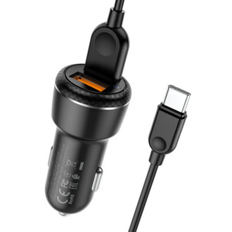 Автомобільний зарядний пристрій BOROFONE BZ17 Core dual port QC3.0 car charger set(Type-C) 18W