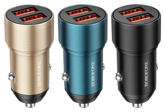 Автомобільний зарядний пристрій BOROFONE BZ19 Wisdom dual port car charger Black