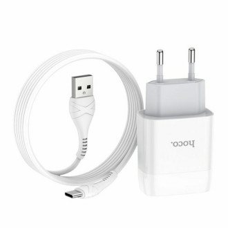 Мережевий зарядний пристрій HOCO C73A Glorious dual port charger set(Type-C) White