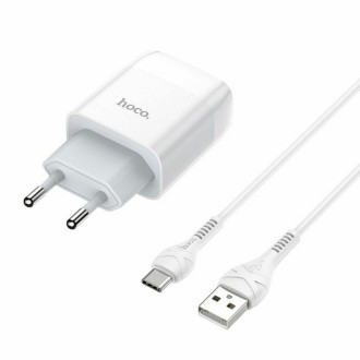 Мережевий зарядний пристрій HOCO C73A Glorious dual port charger set(Type-C) White