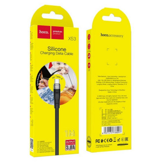 Кабель для заряджання телефонів/планшетів Hoco Кабель HOCO X53 USB to Type-C 3A, 1m, silicone, aluminum connectors, Black 6931474738097