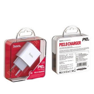 Зарядний пристрій для телефонів/планшетів від мережі Hoco Мережевий зарядний пристрій HOCO C76A Plus Speed source PD20W charger White 6931474746917