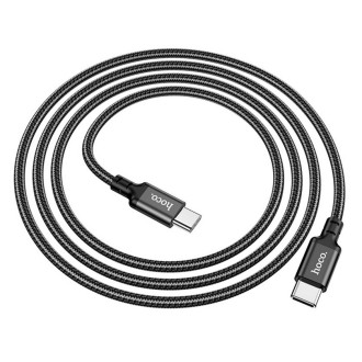 Кабель HOCO X14 Type-C to Type-C 60W, 1m, nylon, aluminum connectors, Black