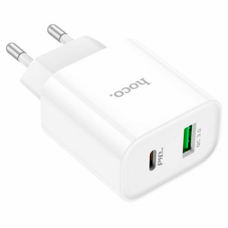 Мережевий зарядний пристрій HOCO C80A Plus Rapido PD20W+QC3.0 charger White