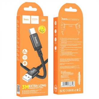 Кабель для заряджання телефонів/планшетів Hoco Кабель HOCO X91 Radiance charging data cable for Type-C(L=3M) Black 6931474788726