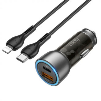 Автомобільний зарядний пристрій HOCO NZ8 Sprinter 43W dual port PD25W+QC3.0 car charger set(C to iP) Brown