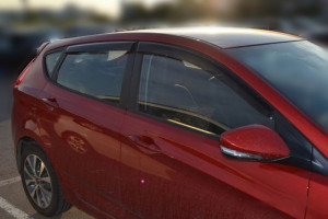 Дефлектори вікон передні+задні к-т 4шт темні Hyundai Accent 2010 - 2014 Hatchback EGR 92435024B