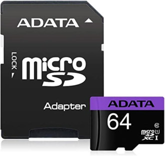 MicroSDXC (UHS-1) A-DATA Premier 64Gb Class 10 (R-100Mb/s)  (adapter SD) A-DATA