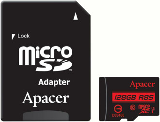 microSDXC (UHS-1) Apacer 128Gb class 10 R85MB/s (adapter SD)