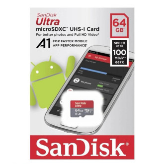 MicroSDXC (UHS-1) SanDisk Ultra 64Gb class 10 A1 (100Mb/s) SanDisk