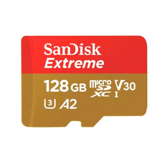 microSDXC (UHS-1 U3) SanDisk Extreme For Action Cams and Drones A2 128Gb class 10 V30 (R190MB/s,W90MB/s) (adapter)