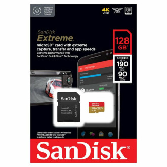 MicroSDXC (UHS-1 U3) SanDisk Extreme A2 128Gb class 10 V30 (R190MB/s,W90MB/s) (adapter SD) SanDisk