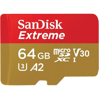 microSDXC (UHS-1 U3) SanDisk Extreme A2 64Gb class 10 V30 (R170MB/s,W80MB/s) (adapter SD)