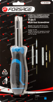 FORSAGE Викрутка переставна 210мм з комплектом біт (PH1, PH2, SL4.5, SL5.5, S1, S2) Forsage F-303863