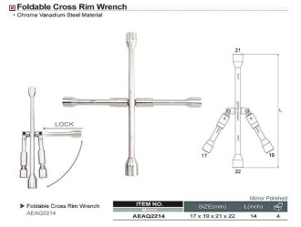 Ключ балонний хрест 17*19*21*22 мм складаний TOPTUL AEAQ2214