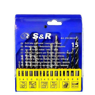 S&R Набір свердл комбінований S&R 15 шт.