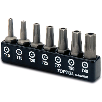 Набір біт TORX з отвором TOPTUL 1/4" 7ед. (T10-T40) GAAV0703