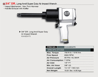 Пневмогайкокрут TOPTUL 3/4" 1016N/m 6500 об/хв KAAB2475