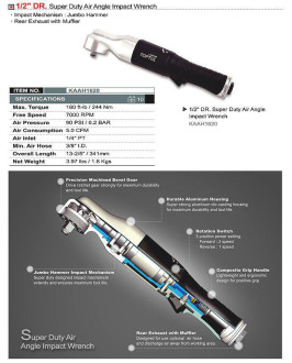 Пневмотріскачка посилена 1/2" TOPTUL 244N/m 700об/мин KAAH1620