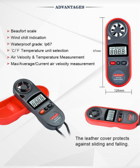 Анемометр 0,7-30м/с, -10-45°C WINTACT WT816A