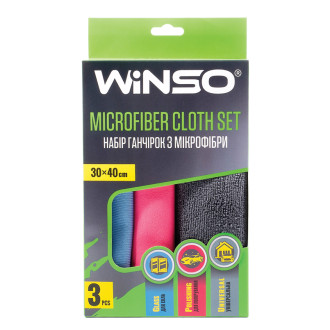 Ганчірки мікрофібра набір WINSO 30*40 см 3 шт (універс., полір., скло) (120) 150220* WINSO 150220