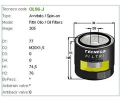 Фільтр масляний Tecneco OL96J